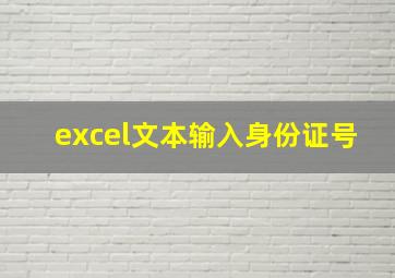 excel文本输入身份证号