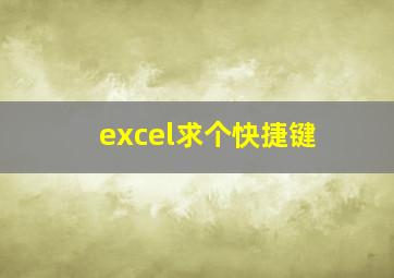 excel求个快捷键