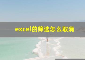 excel的筛选怎么取消