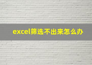 excel筛选不出来怎么办