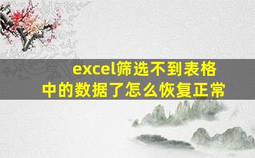 excel筛选不到表格中的数据了怎么恢复正常