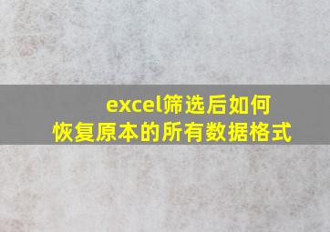 excel筛选后如何恢复原本的所有数据格式