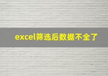 excel筛选后数据不全了