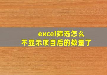 excel筛选怎么不显示项目后的数量了