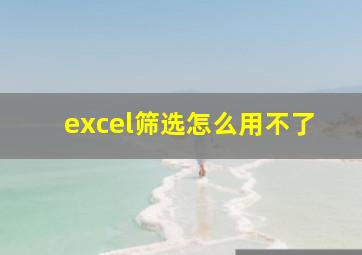 excel筛选怎么用不了