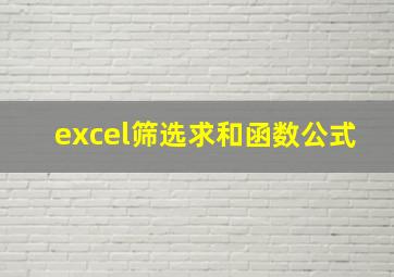 excel筛选求和函数公式