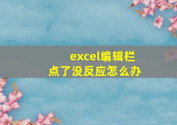 excel编辑栏点了没反应怎么办