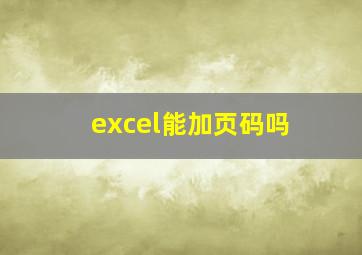 excel能加页码吗