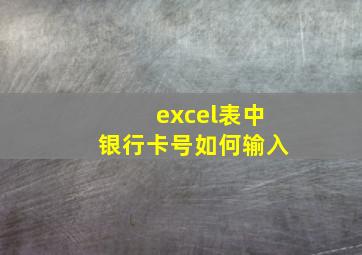 excel表中银行卡号如何输入