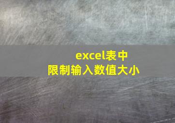 excel表中限制输入数值大小