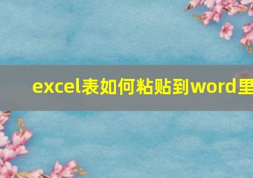 excel表如何粘贴到word里