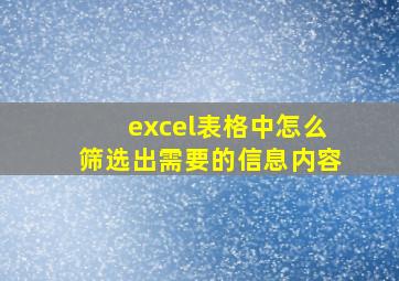 excel表格中怎么筛选出需要的信息内容