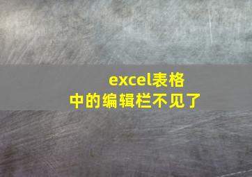 excel表格中的编辑栏不见了