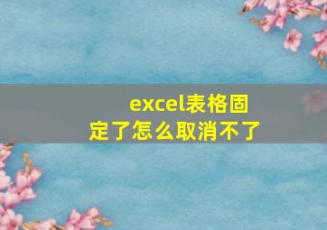 excel表格固定了怎么取消不了