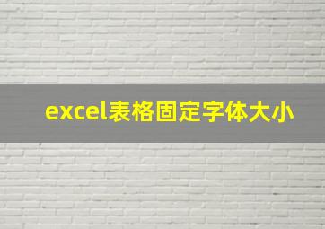 excel表格固定字体大小