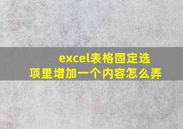 excel表格固定选项里增加一个内容怎么弄