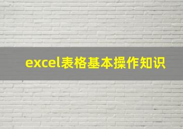 excel表格基本操作知识