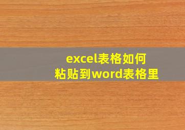 excel表格如何粘贴到word表格里