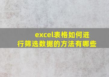 excel表格如何进行筛选数据的方法有哪些