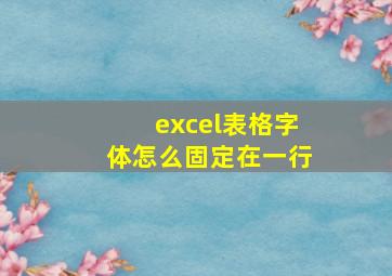 excel表格字体怎么固定在一行