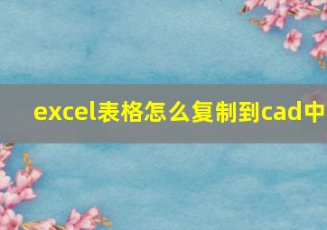 excel表格怎么复制到cad中