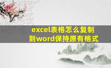 excel表格怎么复制到word保持原有格式