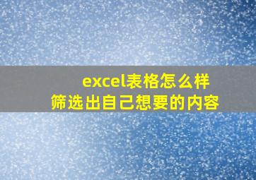 excel表格怎么样筛选出自己想要的内容