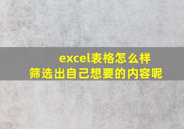 excel表格怎么样筛选出自己想要的内容呢