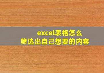 excel表格怎么筛选出自己想要的内容