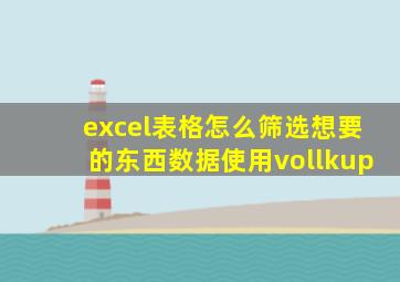 excel表格怎么筛选想要的东西数据使用vollkup