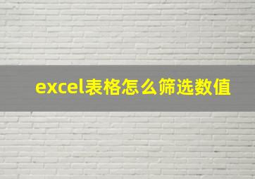 excel表格怎么筛选数值