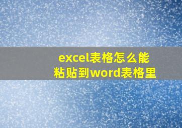 excel表格怎么能粘贴到word表格里