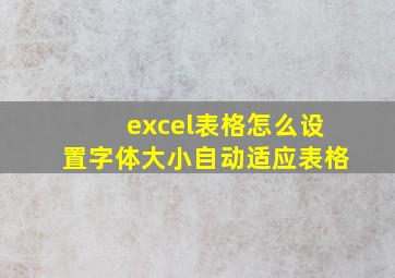 excel表格怎么设置字体大小自动适应表格