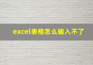 excel表格怎么输入不了