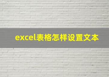 excel表格怎样设置文本