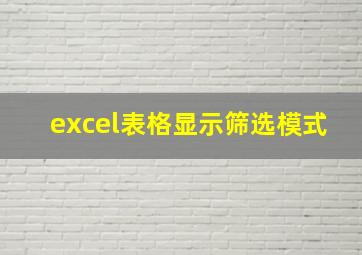 excel表格显示筛选模式