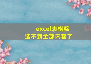 excel表格筛选不到全部内容了