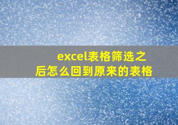 excel表格筛选之后怎么回到原来的表格