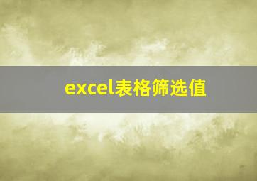 excel表格筛选值