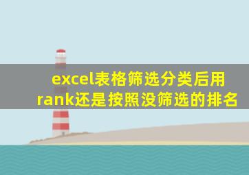 excel表格筛选分类后用rank还是按照没筛选的排名