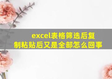 excel表格筛选后复制粘贴后又是全部怎么回事