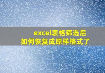 excel表格筛选后如何恢复成原样格式了