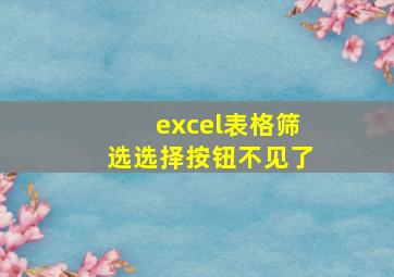 excel表格筛选选择按钮不见了