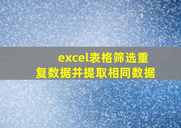 excel表格筛选重复数据并提取相同数据