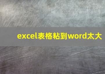 excel表格粘到word太大