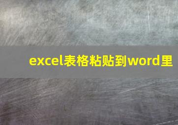 excel表格粘贴到word里