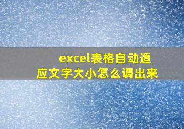 excel表格自动适应文字大小怎么调出来