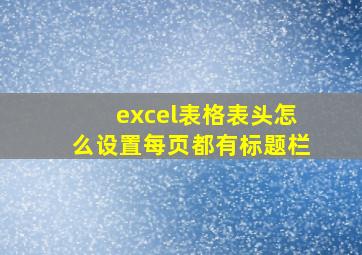 excel表格表头怎么设置每页都有标题栏