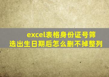 excel表格身份证号筛选出生日期后怎么删不掉整列