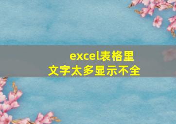 excel表格里文字太多显示不全